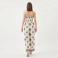Printed Wide Leg Jumpsuit with Spaghetti Straps and Smocked Back