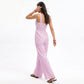 Striped Wide Leg Jumpsuit with Twist Front Cutout and Spaghetti Straps