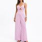 Striped Wide Leg Jumpsuit with Twist Front Cutout and Spaghetti Straps