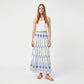 Embroidered Maxi Skirt with Tiered A Line Silhouette and Border Detail