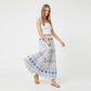 Embroidered Maxi Skirt with Tiered A Line Silhouette and Border Detail