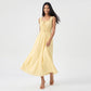 Smocked Maxi Dress with Ruffle Straps and Tie Front Neckline