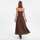 Polka Dot Strapless Maxi Dress with Ruched Bodice and Full Skirt