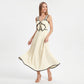 Bow Front Maxi Dress with Contrast Trim and Wide Straps