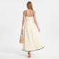 Bow Front Maxi Dress with Contrast Trim and Wide Straps