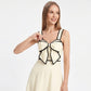 Bow Front Maxi Dress with Contrast Trim and Wide Straps