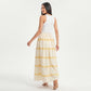 Striped Maxi Skirt with Pleated Waist and A Line Silhouette