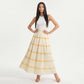 Striped Maxi Skirt with Pleated Waist and A Line Silhouette