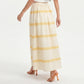 Striped Maxi Skirt with Pleated Waist and A Line Silhouette