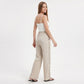 Wide Leg Pants with Drawstring Waist and Side Sequin Trim