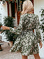 Floral Print Smocked Waist Pleated Hem Floral Dress