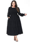 Anna-Kaci Women's Plus Size Casual Poet Long Sleeve Smocked Dress Crewneck Flowy Tiered Midi Dress