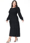 Anna-Kaci Women's Plus Size Casual Poet Long Sleeve Smocked Dress Crewneck Flowy Tiered Midi Dress