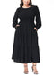 Anna-Kaci Women's Plus Size Casual Poet Long Sleeve Smocked Dress Crewneck Flowy Tiered Midi Dress