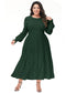 Anna-Kaci Women's Plus Size Casual Poet Long Sleeve Smocked Dress Crewneck Flowy Tiered Midi Dress