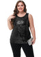 Womens Plus Size Sleeveless Sequin Tops Sparkle Shine Tank Top