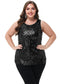 Womens Plus Size Sleeveless Sequin Tops Sparkle Shine Tank Top