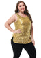 Womens Plus Size Sleeveless Sequin Tops Sparkle Shine Tank Top