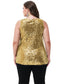 Womens Plus Size Sleeveless Sequin Tops Sparkle Shine Tank Top