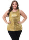 Womens Plus Size Sleeveless Sequin Tops Sparkle Shine Tank Top