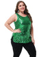 Womens Plus Size Sleeveless Sequin Tops Sparkle Shine Tank Top