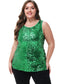 Womens Plus Size Sleeveless Sequin Tops Sparkle Shine Tank Top