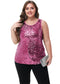 Womens Plus Size Sleeveless Sequin Tops Sparkle Shine Tank Top