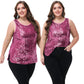 Womens Plus Size Sleeveless Sequin Tops Sparkle Shine Tank Top