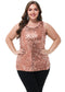 Womens Plus Size Sleeveless Sequin Tops Sparkle Shine Tank Top