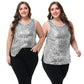 Womens Plus Size Sleeveless Sequin Tops Sparkle Shine Tank Top