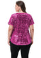 Women's Sequin Tops Plus Size Round Neck Sparkle Glitter Short Sleeve Party Tunic Blouse