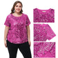 Women's Sequin Tops Plus Size Round Neck Sparkle Glitter Short Sleeve Party Tunic Blouse