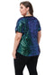 Women's Sequin Tops Plus Size Round Neck Sparkle Glitter Short Sleeve Party Tunic Blouse