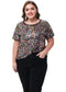 Women's Sequin Tops Plus Size Round Neck Sparkle Glitter Short Sleeve Party Tunic Blouse