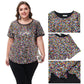 Women's Sequin Tops Plus Size Round Neck Sparkle Glitter Short Sleeve Party Tunic Blouse