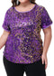 Women's Sequin Tops Plus Size Round Neck Sparkle Glitter Short Sleeve Party Tunic Blouse