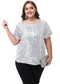 Women's Sequin Tops Plus Size Round Neck Sparkle Glitter Short Sleeve Party Tunic Blouse