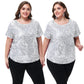 Women's Sequin Tops Plus Size Round Neck Sparkle Glitter Short Sleeve Party Tunic Blouse