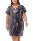 Anna-Kaci Women's Plus Size Short Sleeve Sequin Dresses V Neck T Shirt Shift Sparkle Dress