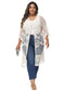 Anna-Kaci Women's Plus Size Lace Cardigan Open Front Floral Crochet Beach Swimsuit Cover Ups Long Kimono