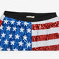 Women's Sequin High-Waisted Shorts with Star and Stripe Pattern