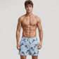Men's Quick-Dry Swim Trunks with Tropical Palm Tree Print and Elastic Drawstring Waist for Beach and Pool Comfort