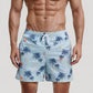 Men's Quick-Dry Swim Trunks with Tropical Palm Tree Print and Elastic Drawstring Waist for Beach and Pool Comfort