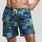 Men's Tropical Leaf Print Swim Trunks with Quick-Dry Fabric and Drawstring Waistband for Beach and Pool Comfort