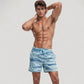 Men's Abstract Print Swim Trunks with Quick-Dry Fabric and Adjustable Drawstring Waistband