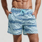 Men's Abstract Print Swim Trunks with Quick-Dry Fabric and Adjustable Drawstring Waistband