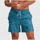 Men's Abstract Print Swim Trunks with Elastic Waistband and Adjustable Drawstring