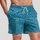 Men's Blue Abstract Print Swim Trunks with Quick-Dry Fabric and Adjustable Drawstring Waist for Summer Wear