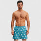 Men's Sailboat Print Swim Trunks with Adjustable Drawstring Waistband and Side Pockets