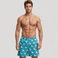 Men's Shark Fin Print Swim Trunks with Quick-Dry Fabric and Adjustable Drawstring Waist for Bold Beachwear Style